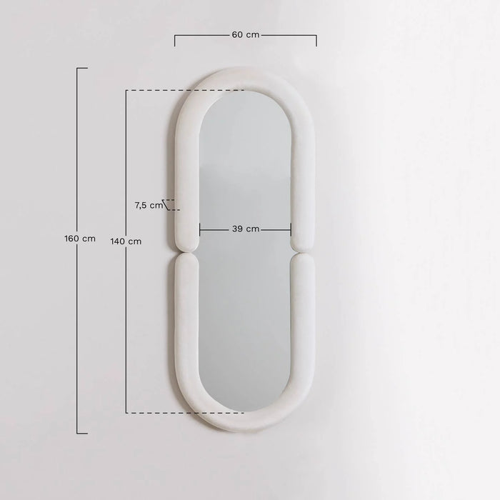 Oval wall mirror with velor finish Santes