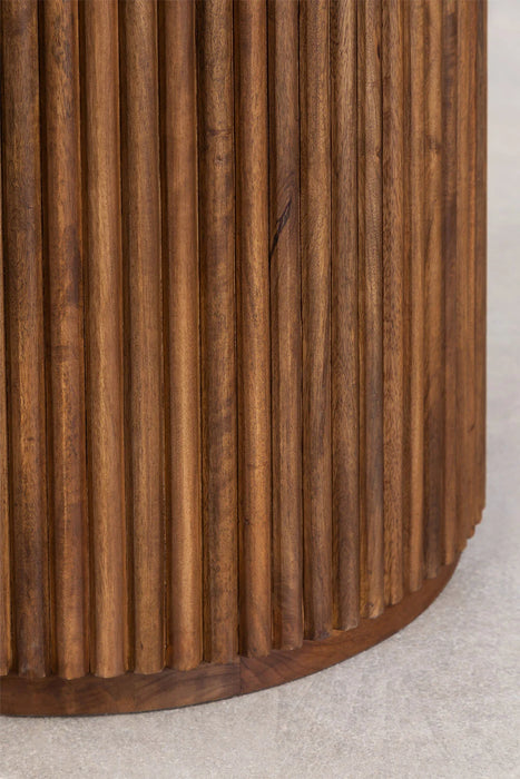 Round dining table made of natural stone and mango wood Giselda