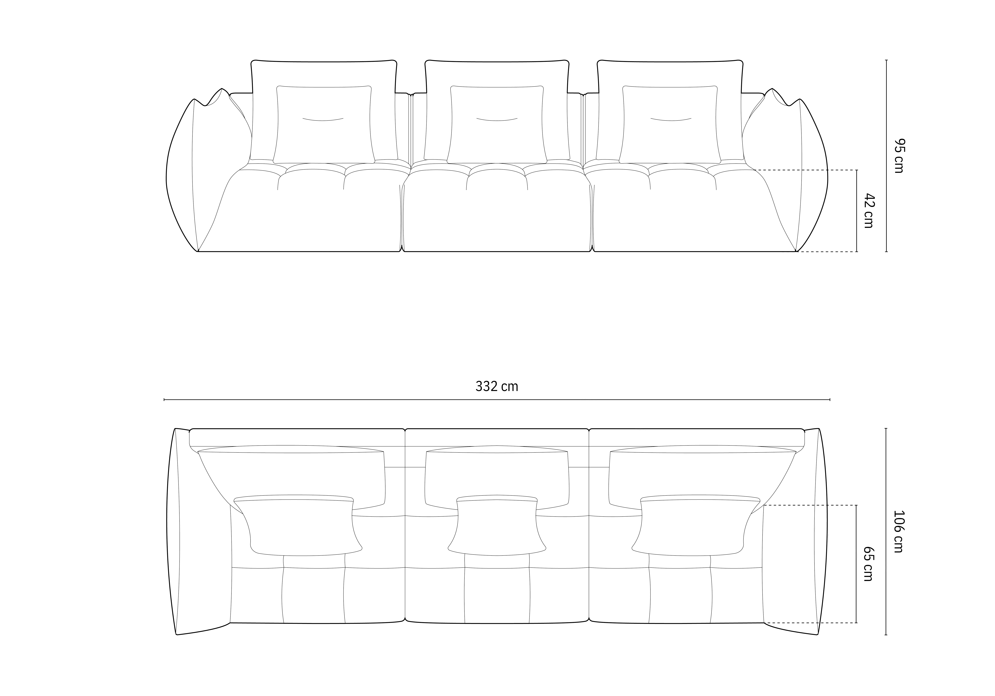 Velveto keturvietė modulinė sofa Bloom