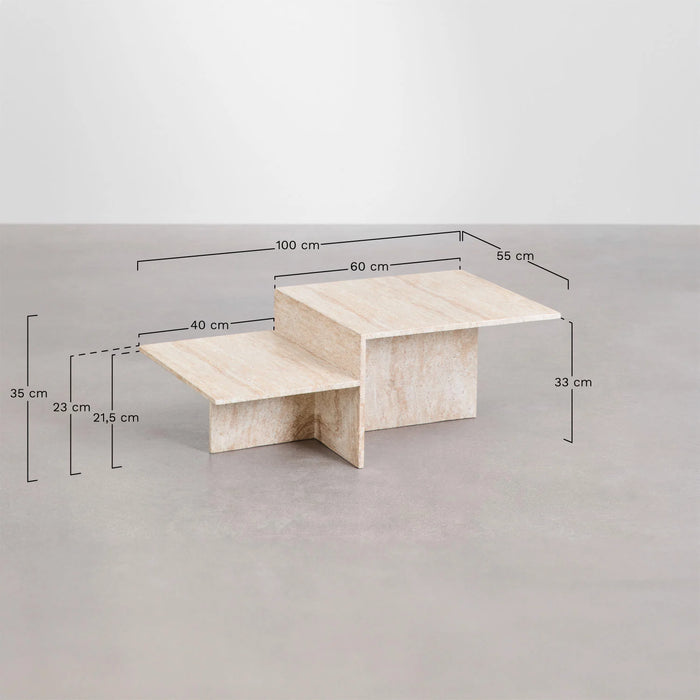 Cement coffee table with travertine effect Jamari 